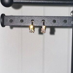 NWOT Unbranded Small Gold Hoops with 3 Clear Stones